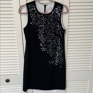 Calvin Klein Black Floral Cutout Shift Mini Dress